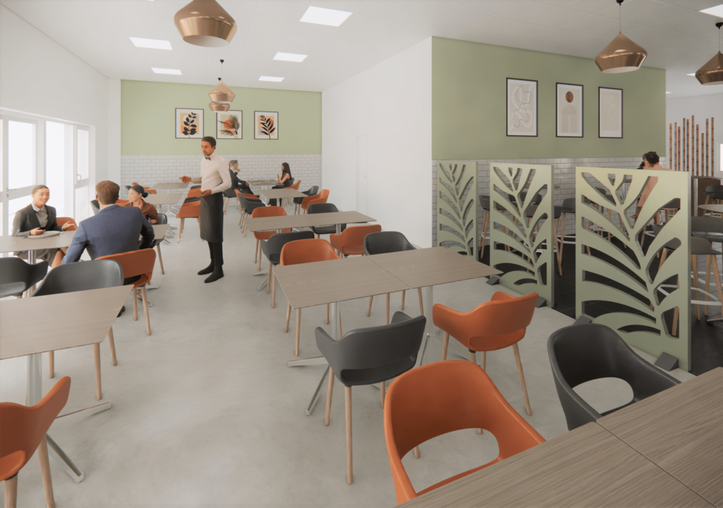 Rendu 3D restaurant centre médico-social espace restaurant